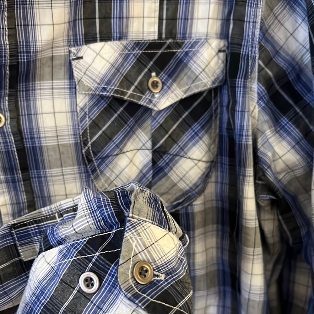 Eighty Eight Western Blue Plaid Shirt XL Snap Button Cowboy Western Style - Picture 3 of 7
